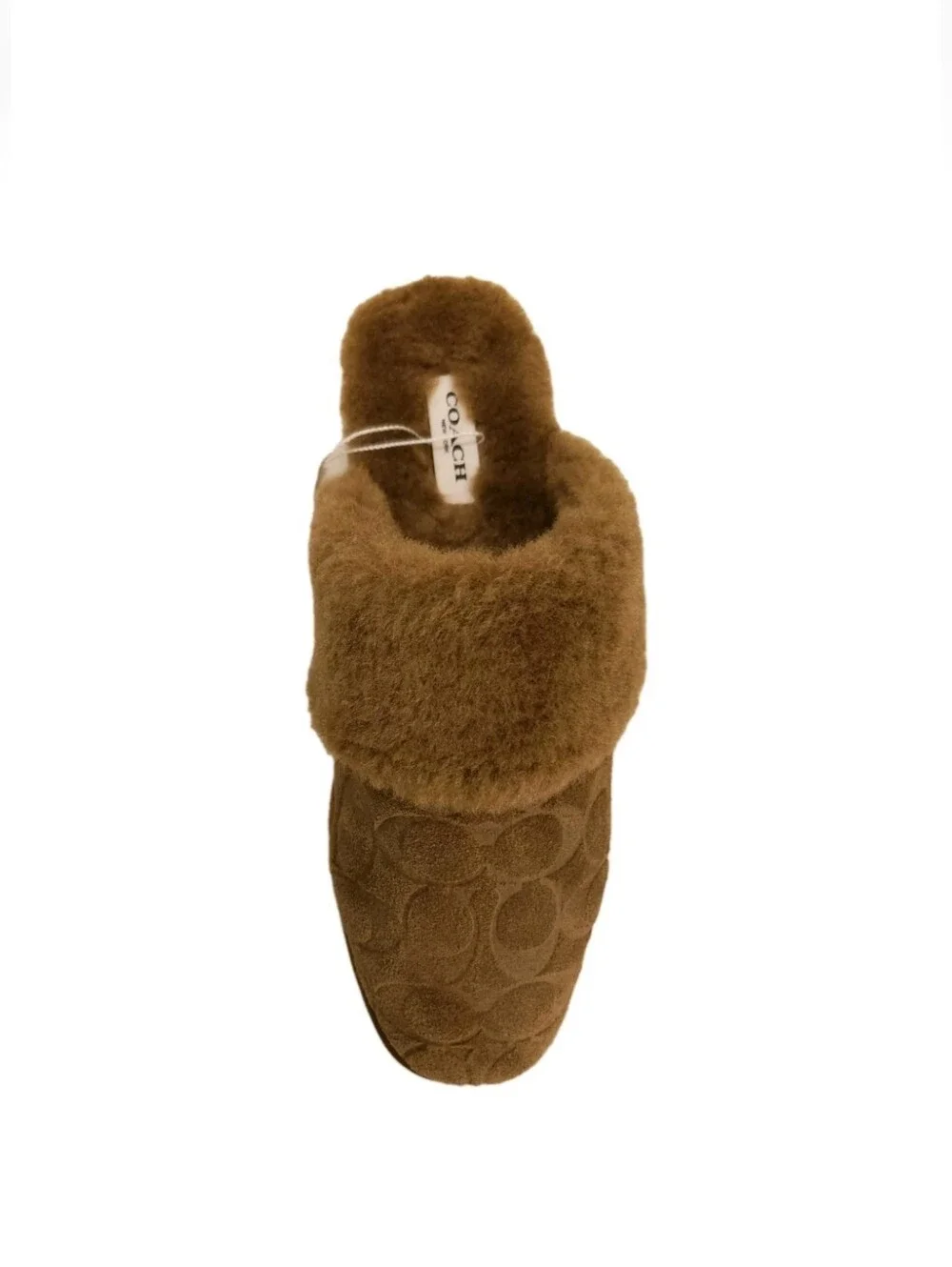 COACH: WOMEN'S: SIGNATURE SUEDE SHERPA: FLATS: MULES: SLIPPERS: SIZE 7: NIB:NEW